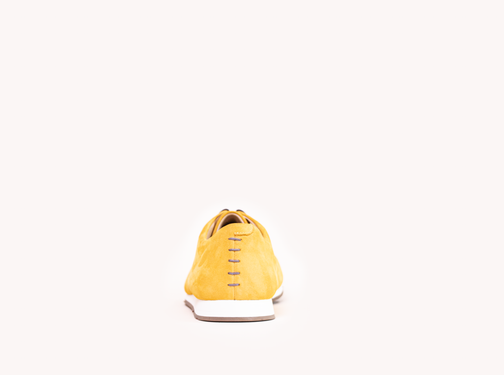 Atheist shoes - back view of Das Sneaker Honey Ochre. Ridiculously comfortable leather sneakers, designed in Berlin and handmade in Portugal